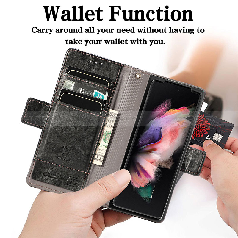 Handytasche Stand Schutzhülle Flip Leder Hülle S02D für Samsung Galaxy Z Fold3 5G