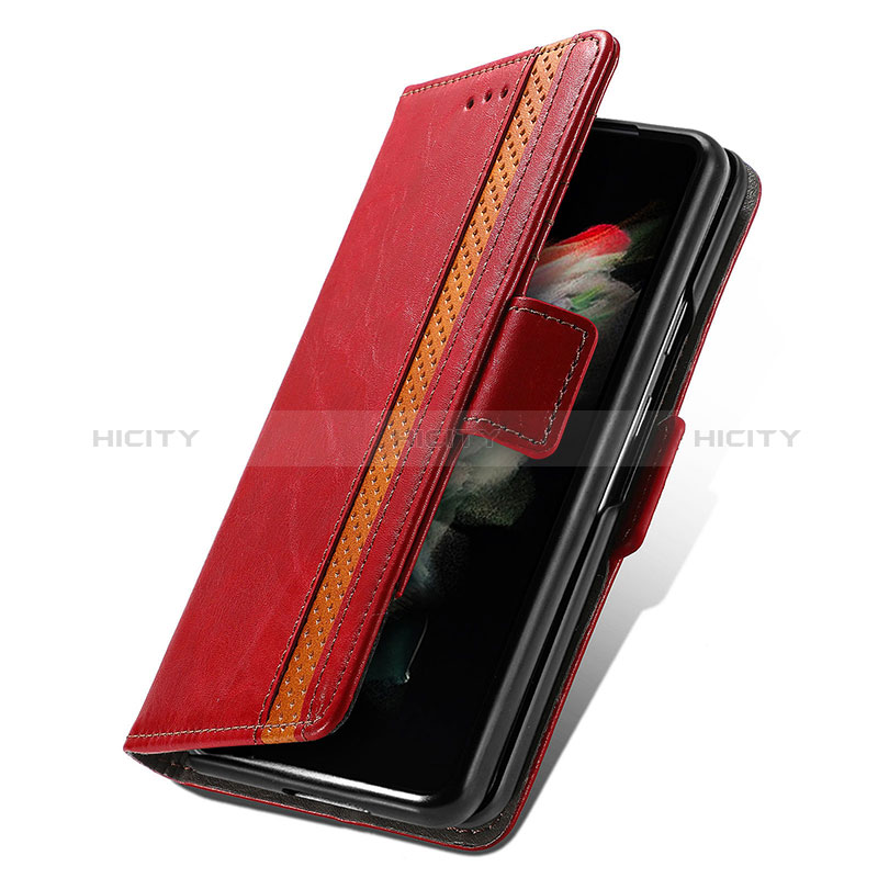 Handytasche Stand Schutzhülle Flip Leder Hülle S02D für Samsung Galaxy Z Fold3 5G Rot