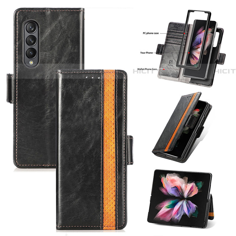 Handytasche Stand Schutzhülle Flip Leder Hülle S02D für Samsung Galaxy Z Fold4 5G groß