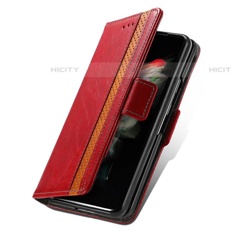 Handytasche Stand Schutzhülle Flip Leder Hülle S02D für Samsung Galaxy Z Fold4 5G Rot Plus