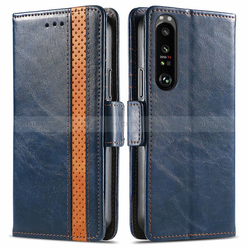 Handytasche Stand Schutzhülle Flip Leder Hülle S02D für Sony Xperia 1 III Blau Plus