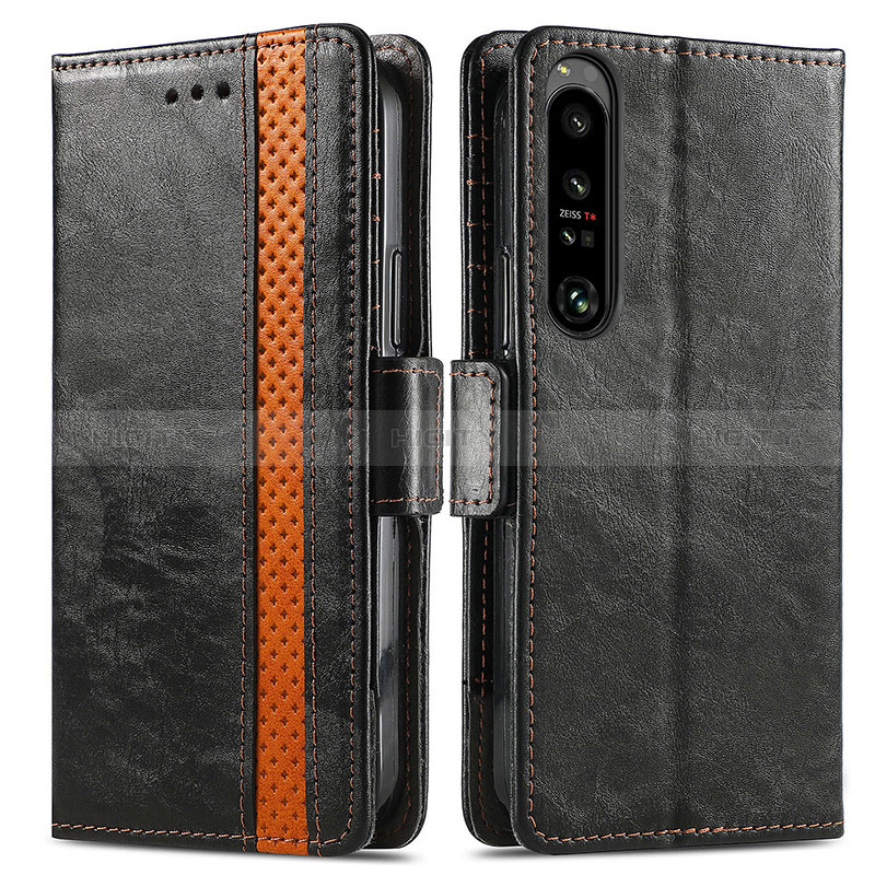 Handytasche Stand Schutzhülle Flip Leder Hülle S02D für Sony Xperia 1 IV Schwarz