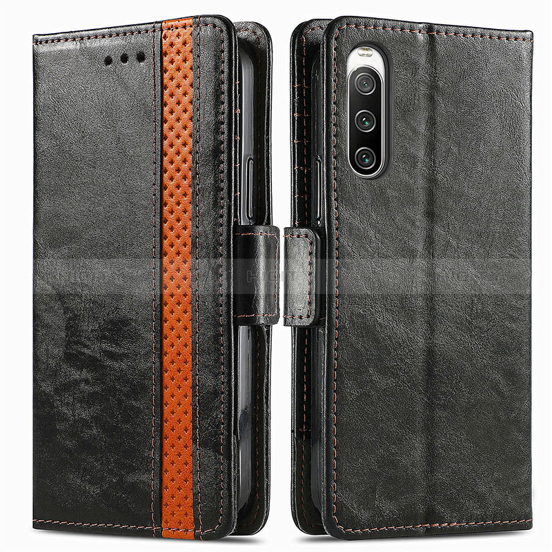 Handytasche Stand Schutzhülle Flip Leder Hülle S02D für Sony Xperia 10 V Schwarz