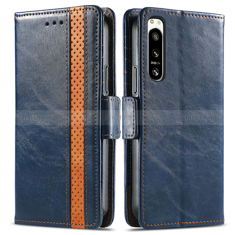 Handytasche Stand Schutzhülle Flip Leder Hülle S02D für Sony Xperia 5 IV Blau