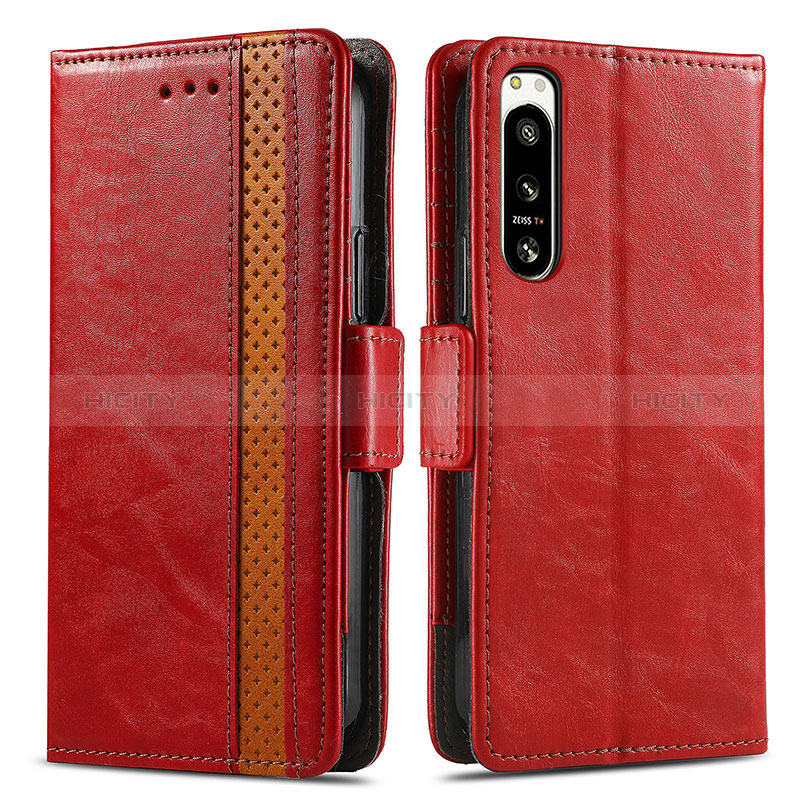 Handytasche Stand Schutzhülle Flip Leder Hülle S02D für Sony Xperia 5 IV Rot