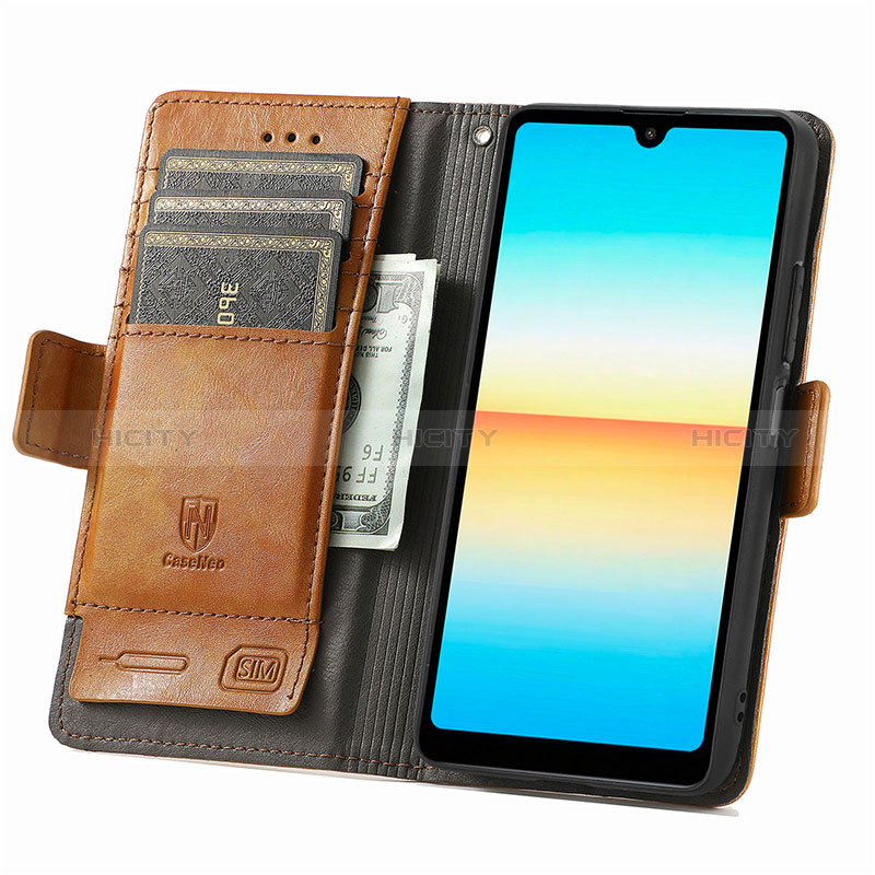 Handytasche Stand Schutzhülle Flip Leder Hülle S02D für Sony Xperia Ace III groß