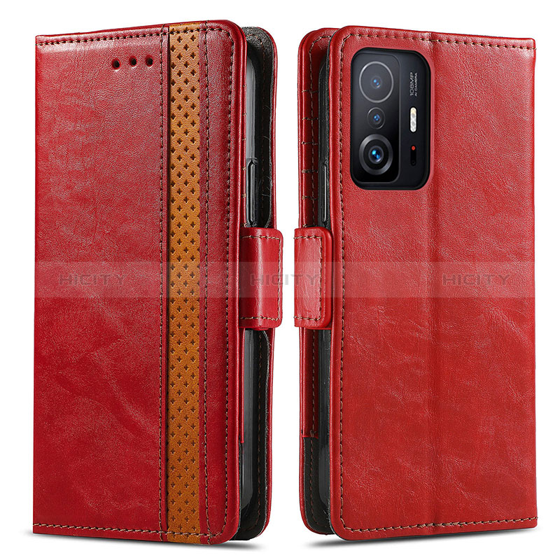 Handytasche Stand Schutzhülle Flip Leder Hülle S02D für Xiaomi Mi 11T 5G Rot Plus