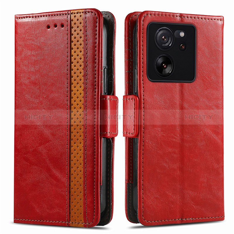 Handytasche Stand Schutzhülle Flip Leder Hülle S02D für Xiaomi Mi 13T 5G Rot Plus