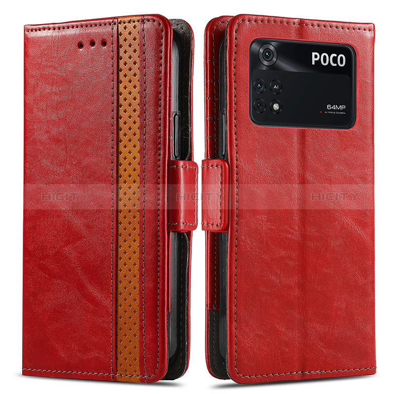 Handytasche Stand Schutzhülle Flip Leder Hülle S02D für Xiaomi Poco M4 Pro 4G Rot