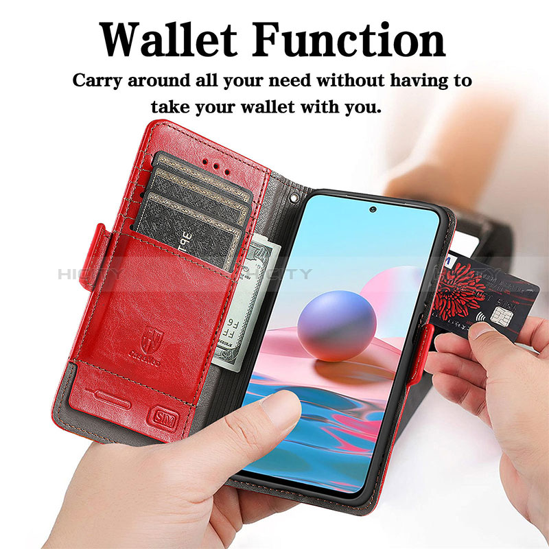 Handytasche Stand Schutzhülle Flip Leder Hülle S02D für Xiaomi Poco M5S groß