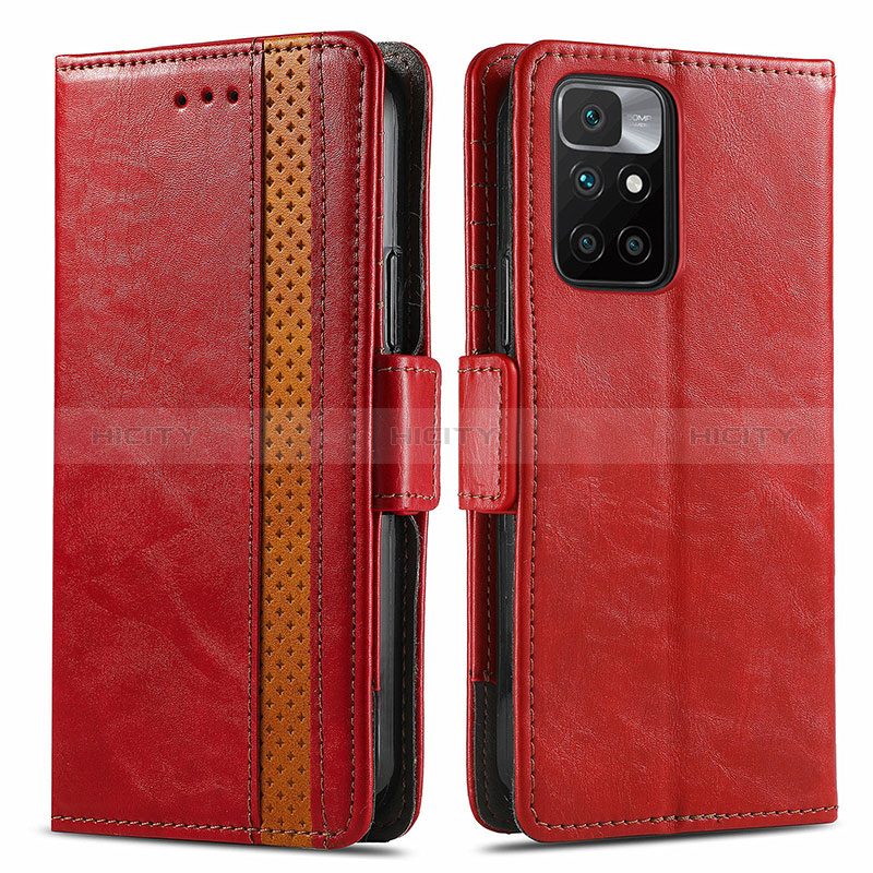 Handytasche Stand Schutzhülle Flip Leder Hülle S02D für Xiaomi Redmi 10 4G Rot