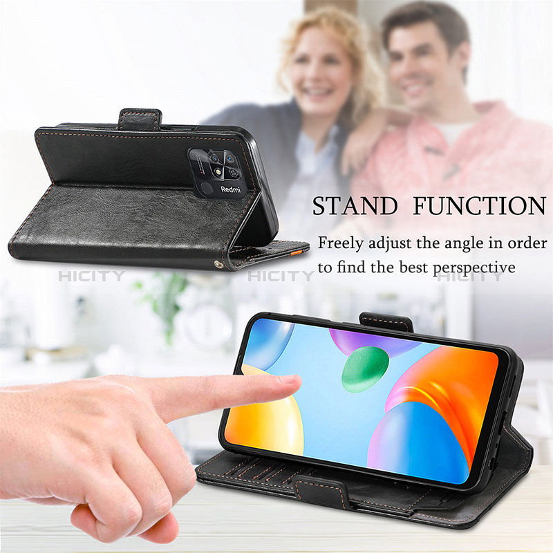 Handytasche Stand Schutzhülle Flip Leder Hülle S02D für Xiaomi Redmi 10 Power groß