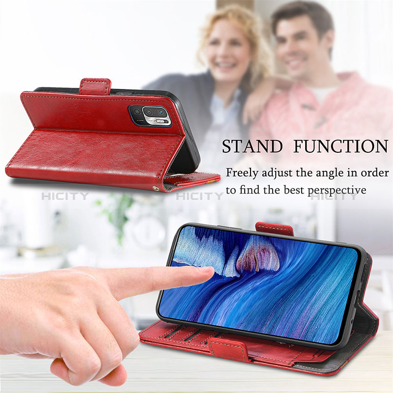 Handytasche Stand Schutzhülle Flip Leder Hülle S02D für Xiaomi Redmi Note 10 5G groß