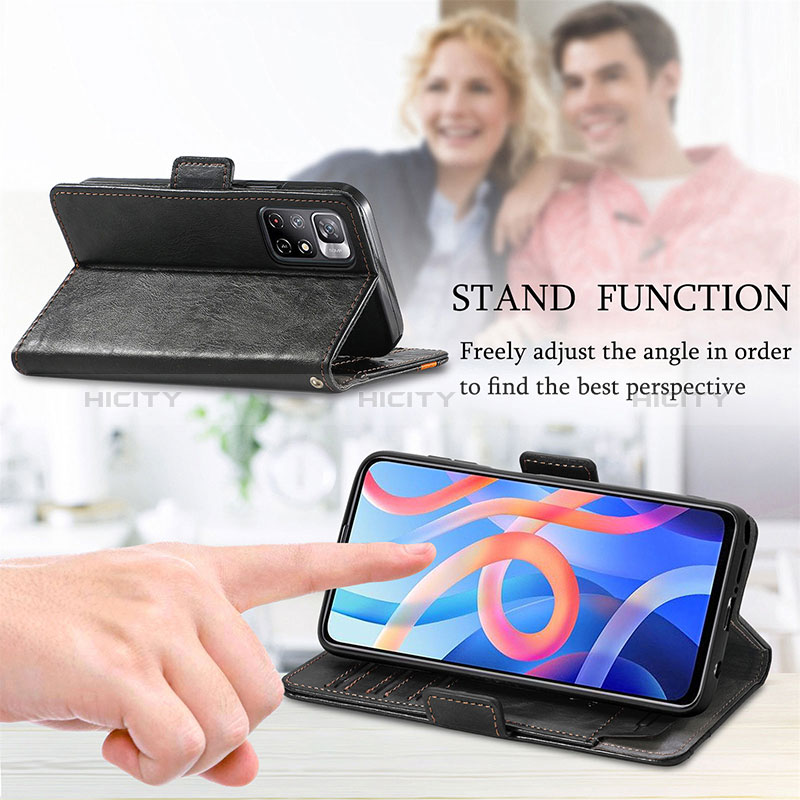 Handytasche Stand Schutzhülle Flip Leder Hülle S02D für Xiaomi Redmi Note 11 5G groß