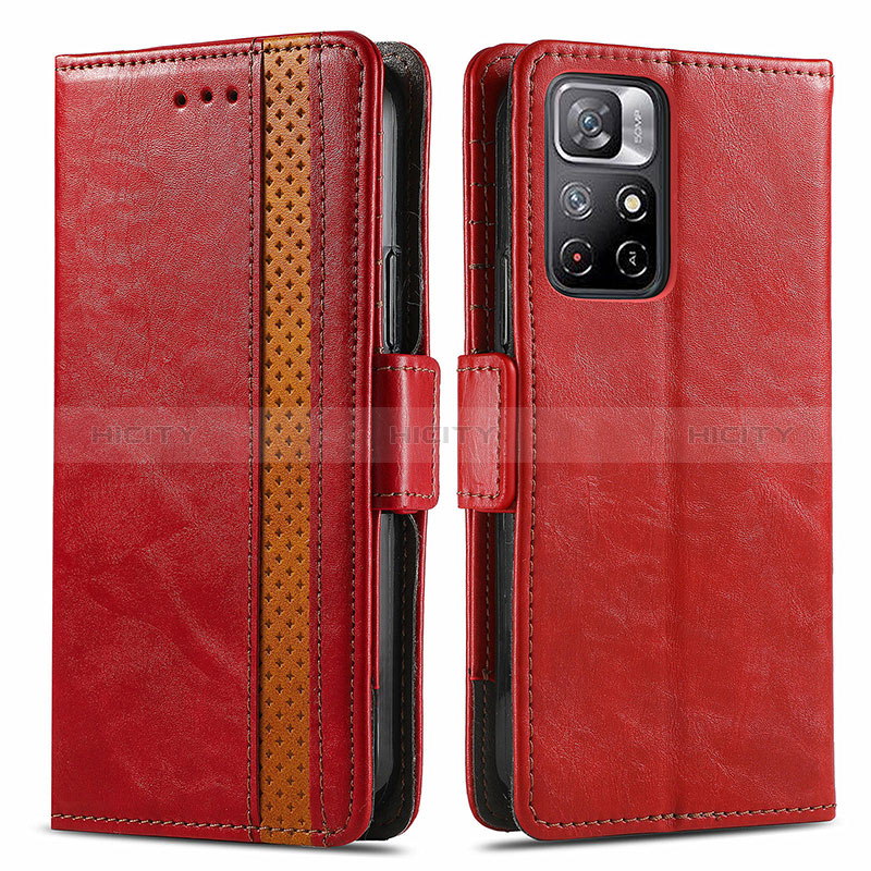 Handytasche Stand Schutzhülle Flip Leder Hülle S02D für Xiaomi Redmi Note 11 5G Rot Plus