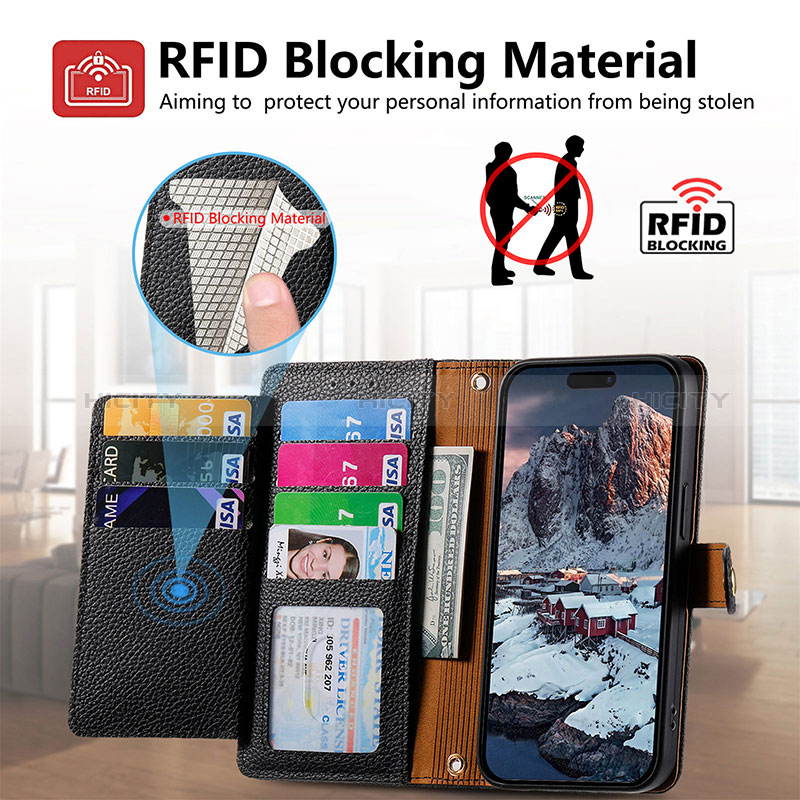 Handytasche Stand Schutzhülle Flip Leder Hülle S03D für Apple iPhone 15 Pro Max