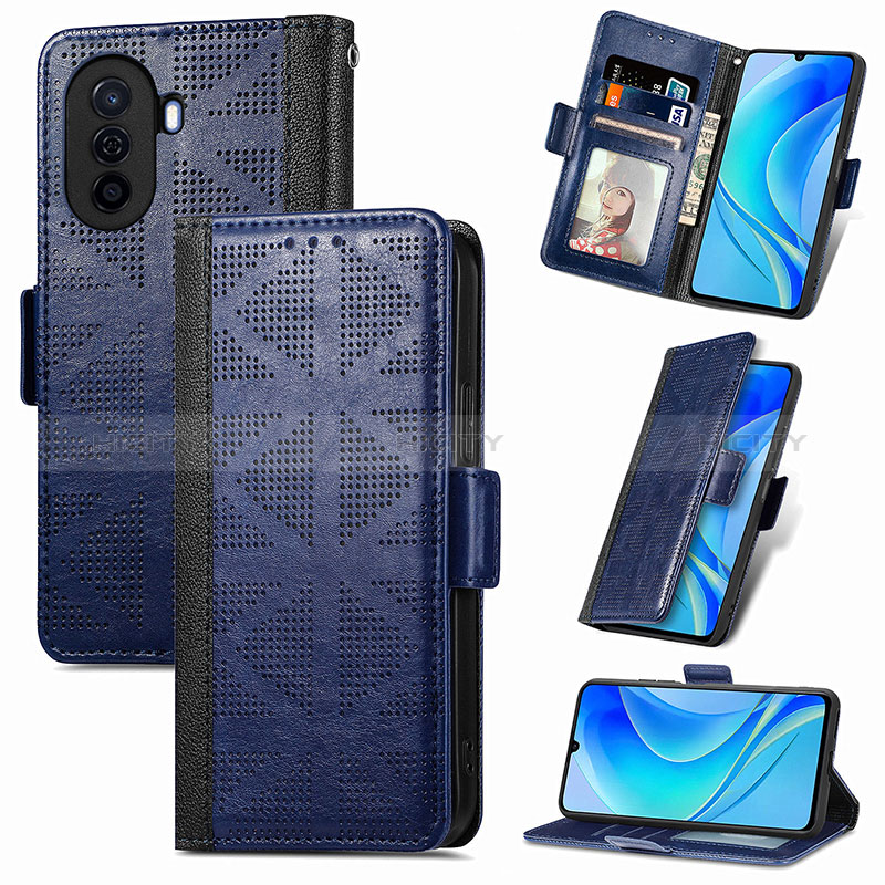 Handytasche Stand Schutzhülle Flip Leder Hülle S03D für Huawei Nova Y70 groß