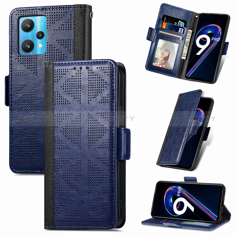 Handytasche Stand Schutzhülle Flip Leder Hülle S03D für Realme 9 Pro 5G Blau