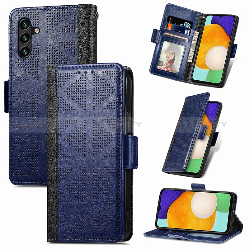 Handytasche Stand Schutzhülle Flip Leder Hülle S03D für Samsung Galaxy A04s groß