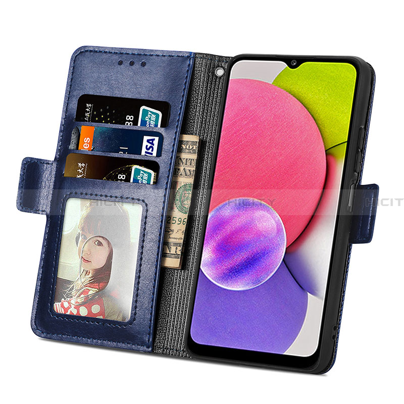 Handytasche Stand Schutzhülle Flip Leder Hülle S03D für Samsung Galaxy F02S SM-E025F groß