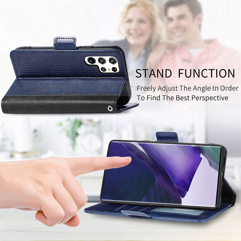 Handytasche Stand Schutzhülle Flip Leder Hülle S03D für Samsung Galaxy S21 Ultra 5G groß