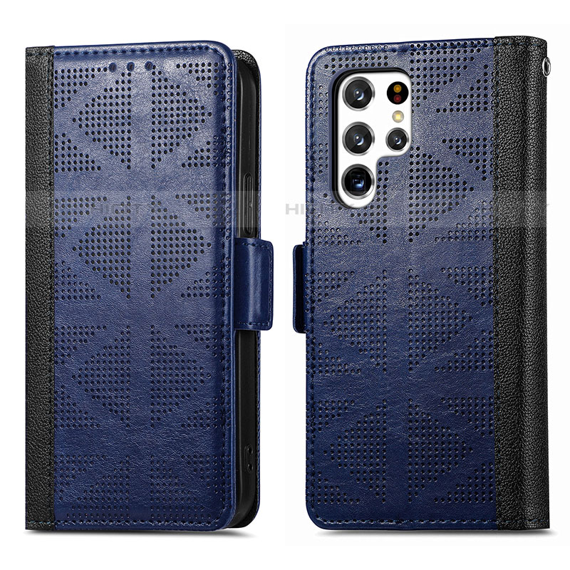 Handytasche Stand Schutzhülle Flip Leder Hülle S03D für Samsung Galaxy S21 Ultra 5G Blau Plus