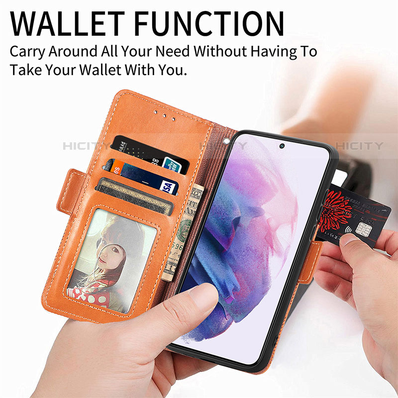 Handytasche Stand Schutzhülle Flip Leder Hülle S03D für Samsung Galaxy S22 5G groß