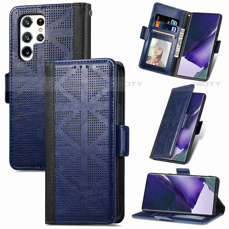 Handytasche Stand Schutzhülle Flip Leder Hülle S03D für Samsung Galaxy S23 Ultra 5G