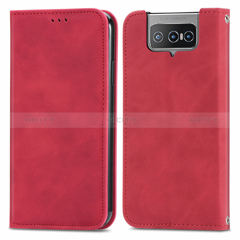 Handytasche Stand Schutzhülle Flip Leder Hülle S04D für Asus Zenfone 7 ZS670KS Rot Plus