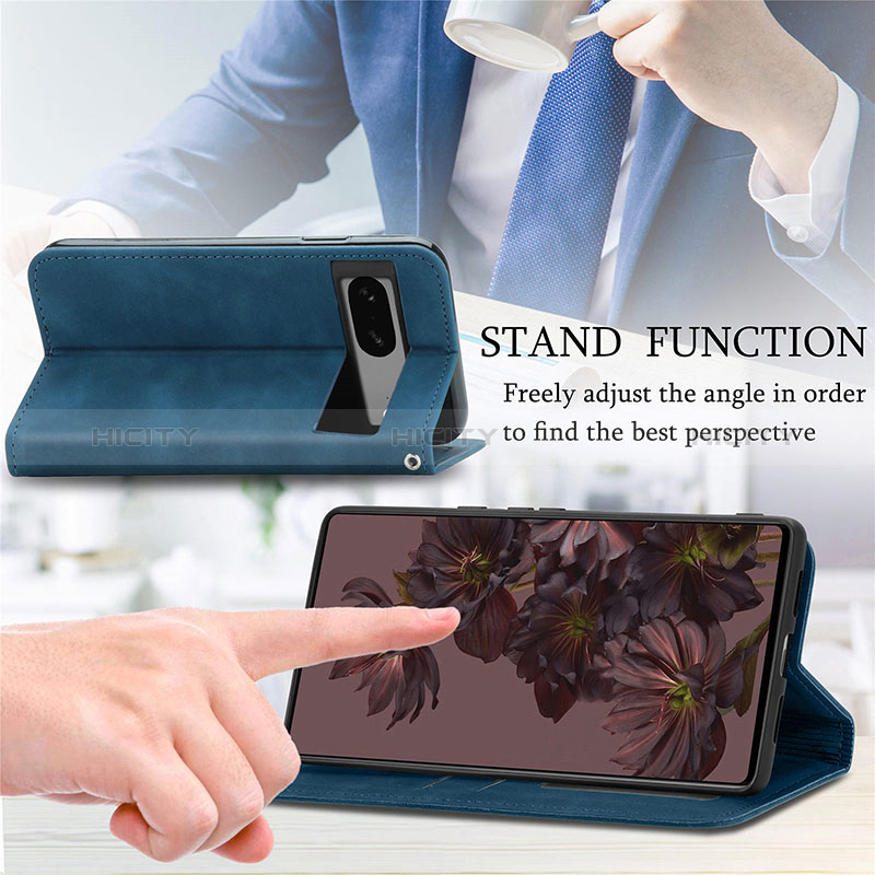 Handytasche Stand Schutzhülle Flip Leder Hülle S04D für Google Pixel 7 5G groß