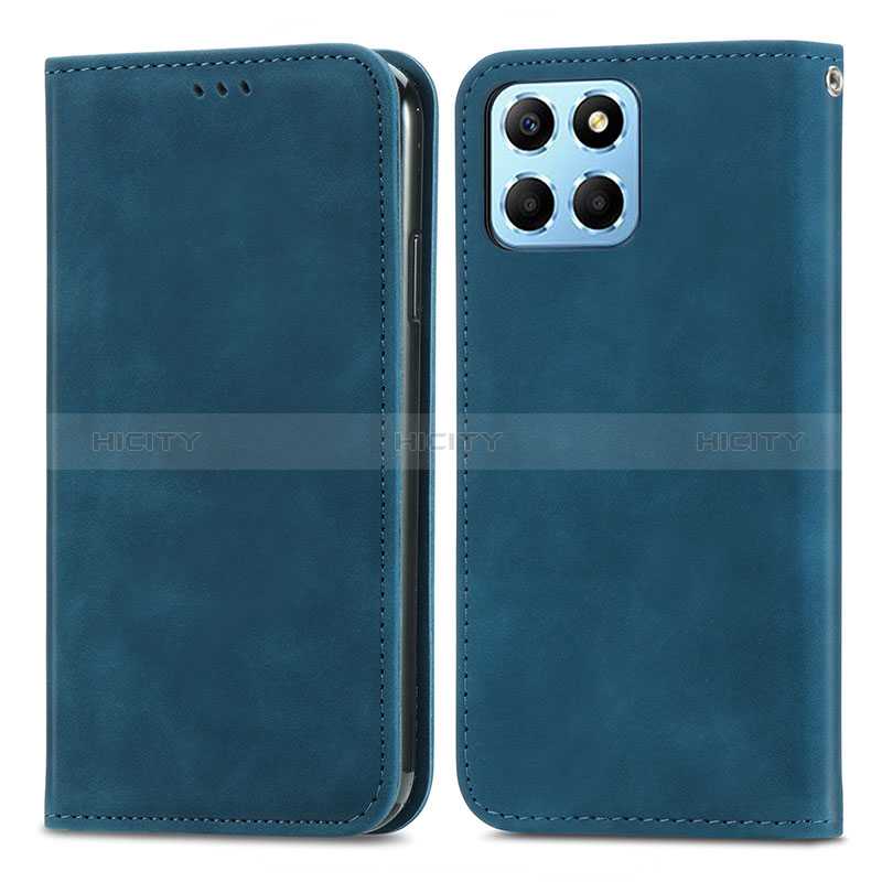 Handytasche Stand Schutzhülle Flip Leder Hülle S04D für Huawei Honor X6 5G Blau Plus