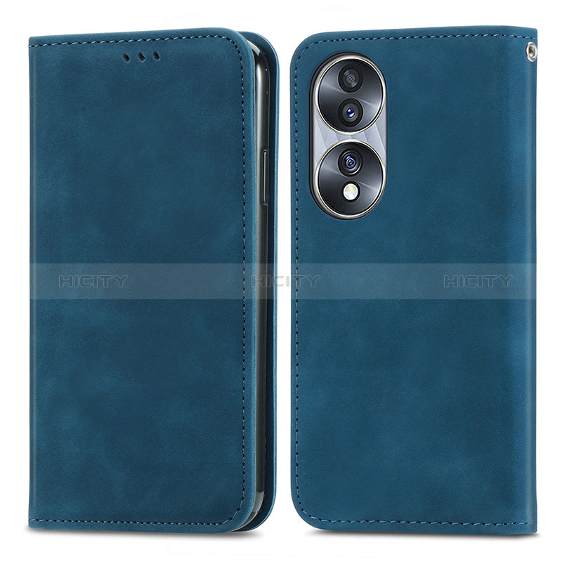 Handytasche Stand Schutzhülle Flip Leder Hülle S04D für Huawei Honor X7b Blau