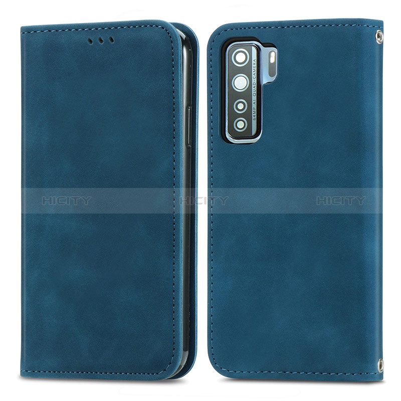 Handytasche Stand Schutzhülle Flip Leder Hülle S04D für Huawei Nova 7 SE 5G Blau