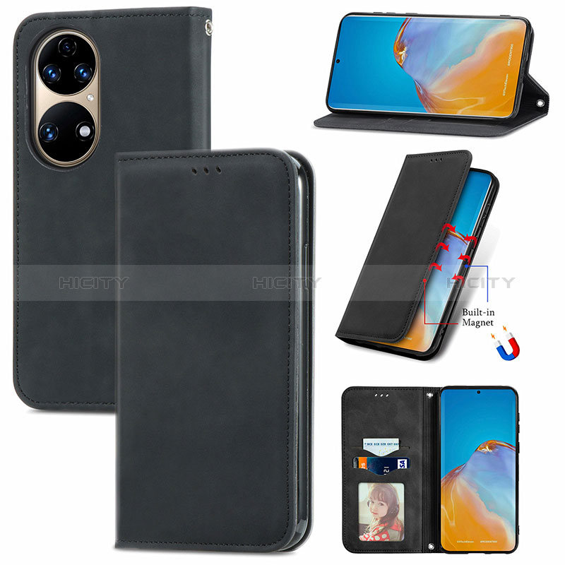 Handytasche Stand Schutzhülle Flip Leder Hülle S04D für Huawei P50 groß