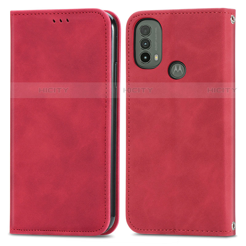 Handytasche Stand Schutzhülle Flip Leder Hülle S04D für Motorola Moto E20 Rot