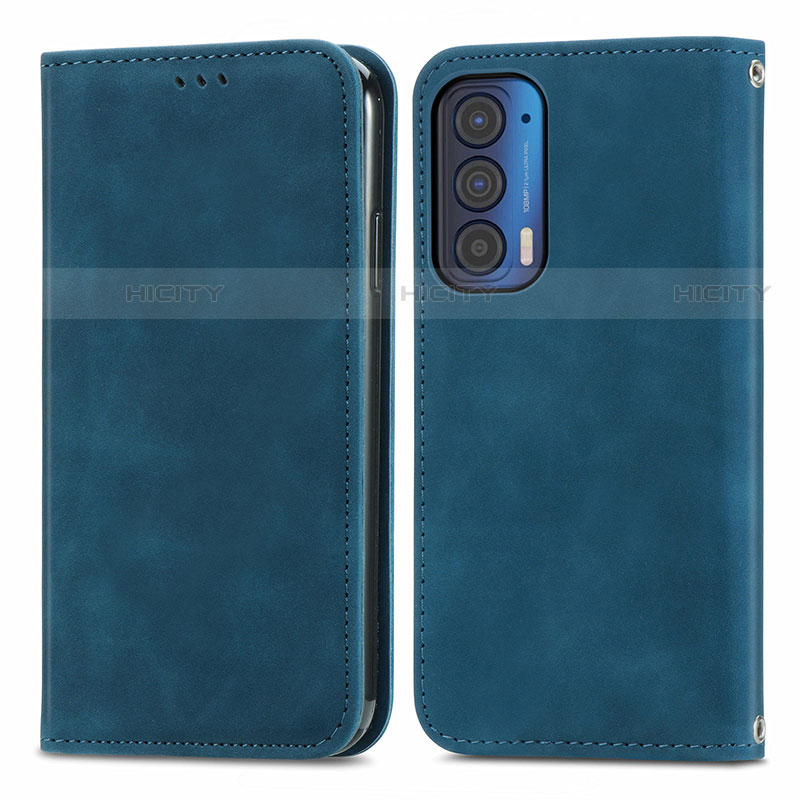 Handytasche Stand Schutzhülle Flip Leder Hülle S04D für Motorola Moto Edge (2021) 5G Blau