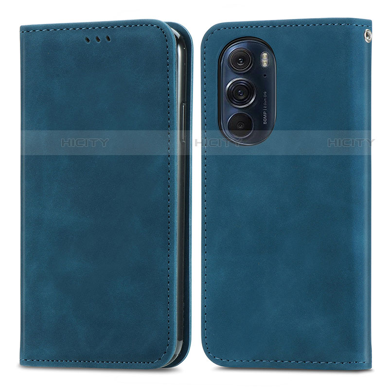 Handytasche Stand Schutzhülle Flip Leder Hülle S04D für Motorola Moto Edge Plus (2022) 5G Blau