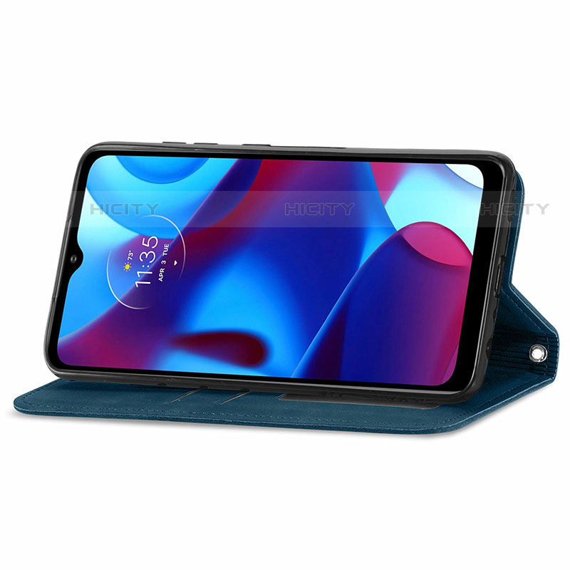 Handytasche Stand Schutzhülle Flip Leder Hülle S04D für Motorola Moto G Pure