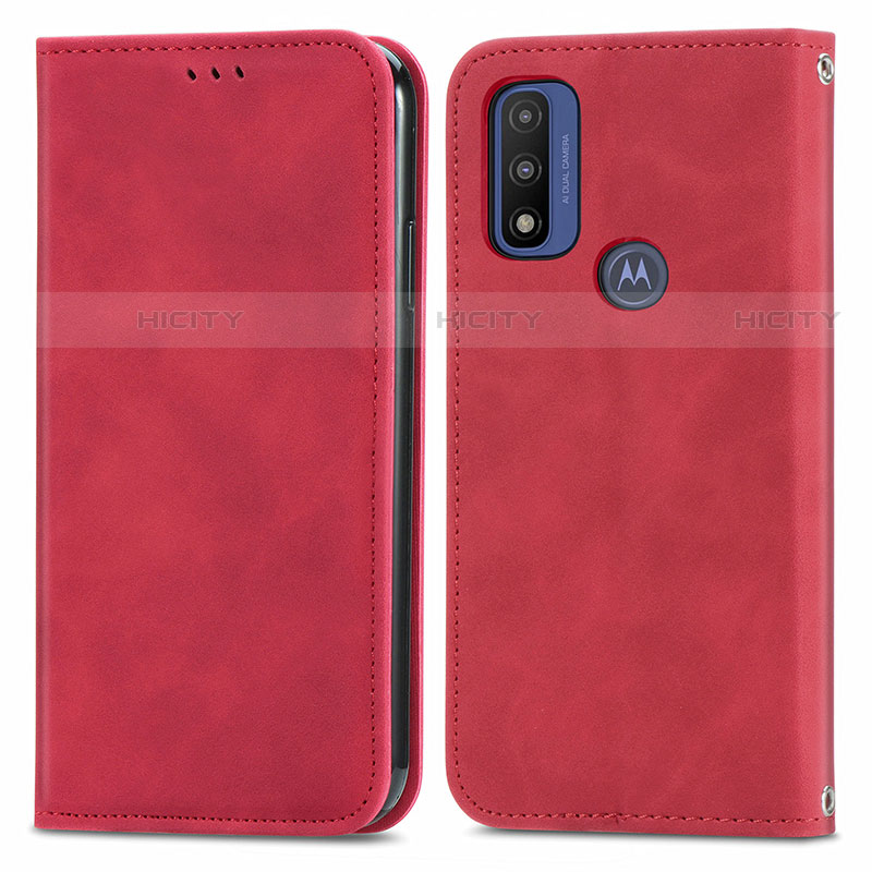 Handytasche Stand Schutzhülle Flip Leder Hülle S04D für Motorola Moto G Pure Rot Plus