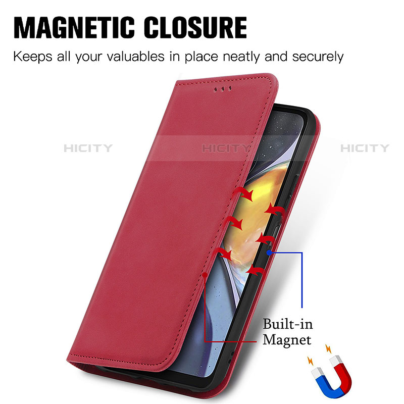 Handytasche Stand Schutzhülle Flip Leder Hülle S04D für Motorola Moto G22