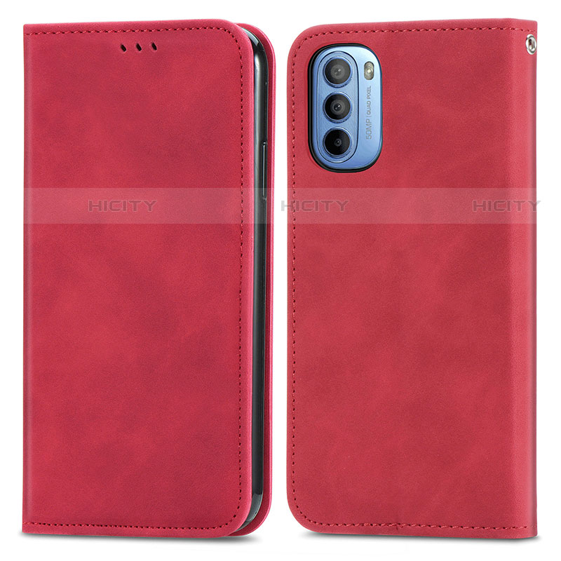 Handytasche Stand Schutzhülle Flip Leder Hülle S04D für Motorola Moto G31 Rot