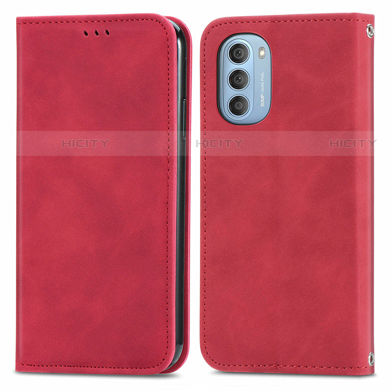 Handytasche Stand Schutzhülle Flip Leder Hülle S04D für Motorola Moto G51 5G Rot Plus