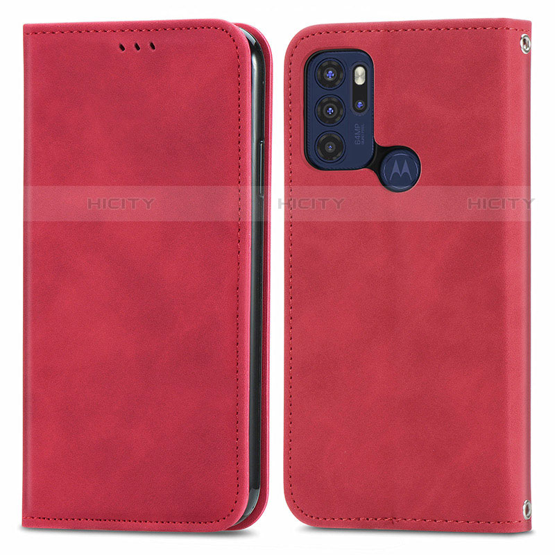 Handytasche Stand Schutzhülle Flip Leder Hülle S04D für Motorola Moto G60s Rot