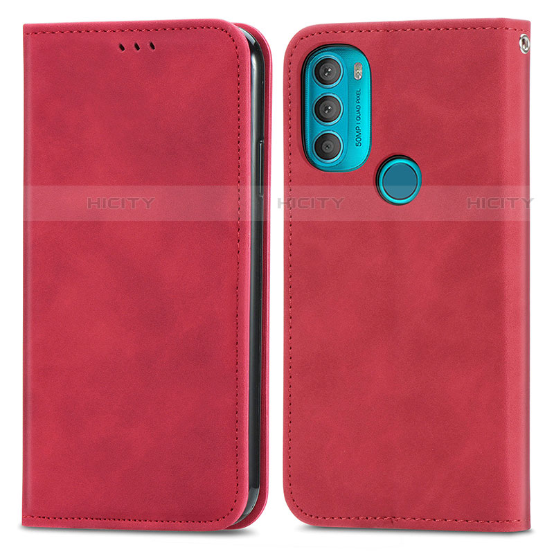 Handytasche Stand Schutzhülle Flip Leder Hülle S04D für Motorola Moto G71 5G Rot