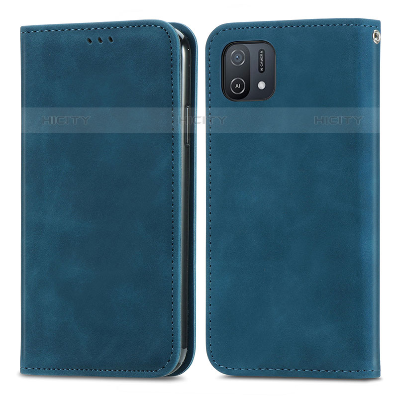 Handytasche Stand Schutzhülle Flip Leder Hülle S04D für Oppo A16K Blau Plus