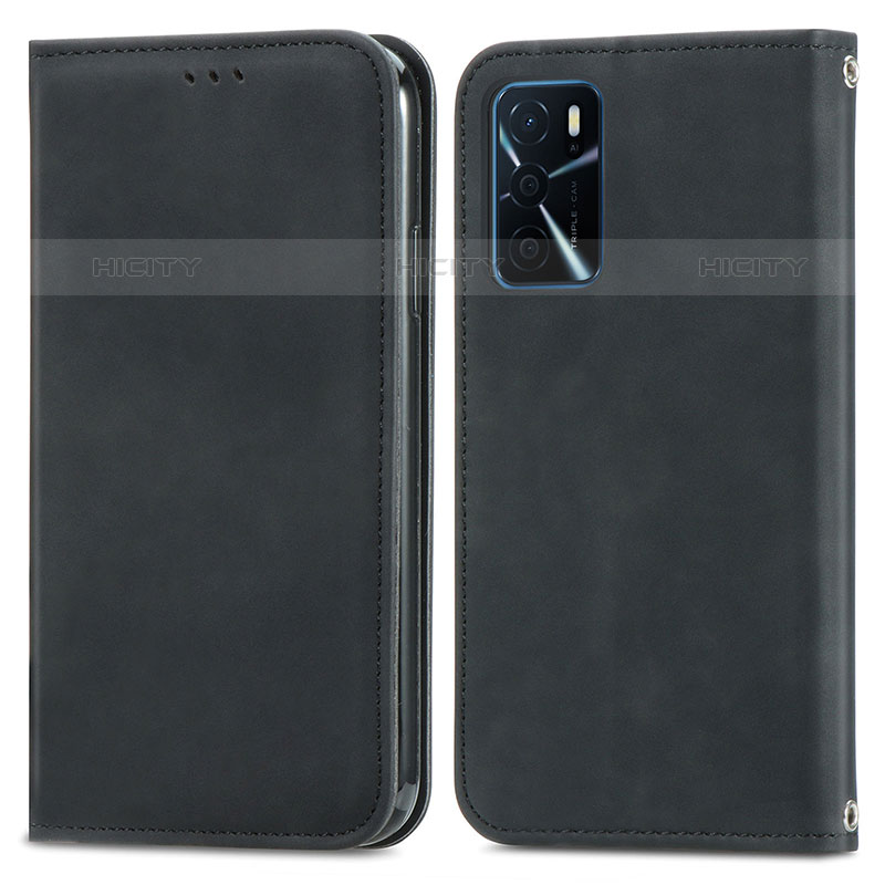 Handytasche Stand Schutzhülle Flip Leder Hülle S04D für Oppo A16s Schwarz Plus