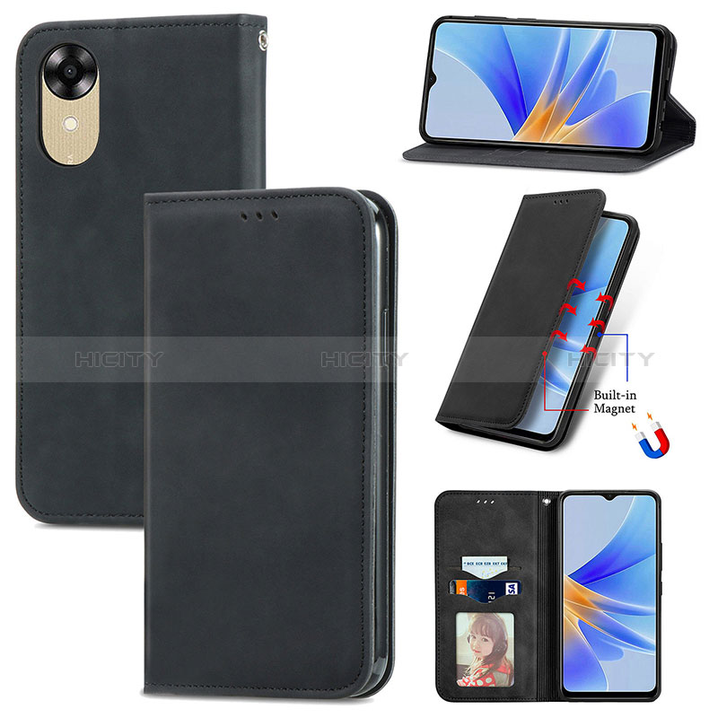 Handytasche Stand Schutzhülle Flip Leder Hülle S04D für Oppo A17K groß