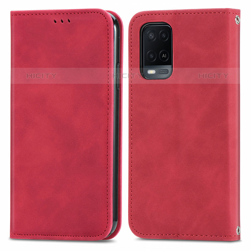 Handytasche Stand Schutzhülle Flip Leder Hülle S04D für Oppo A54 4G Rot