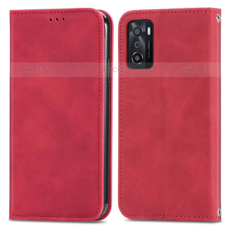 Handytasche Stand Schutzhülle Flip Leder Hülle S04D für Oppo A55S 5G Rot