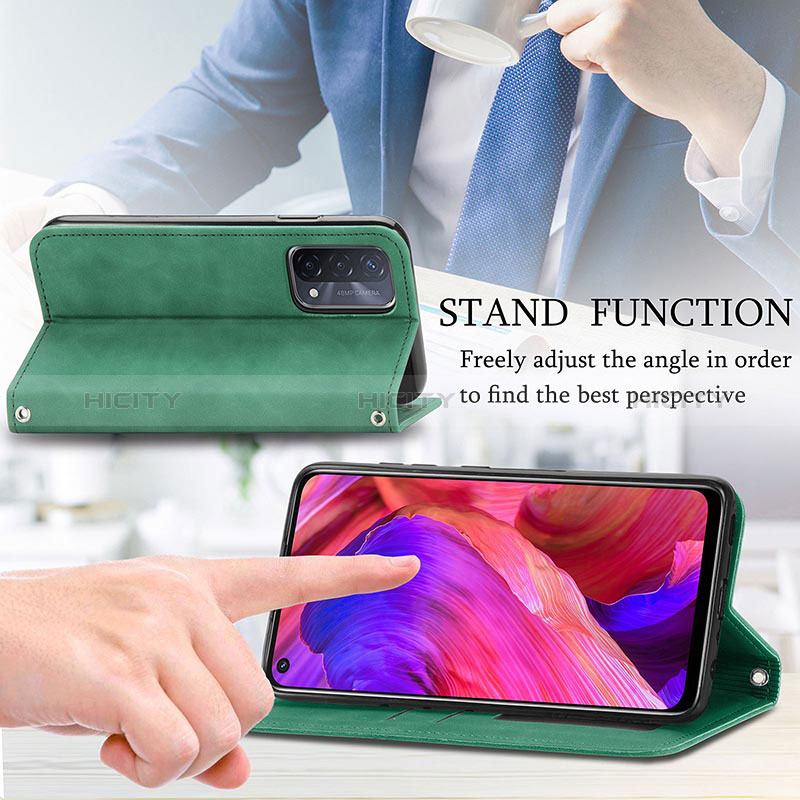 Handytasche Stand Schutzhülle Flip Leder Hülle S04D für Oppo A74 5G groß